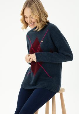 Kadın Lacivert Balıkçı Yaka Kazak - 50272038012