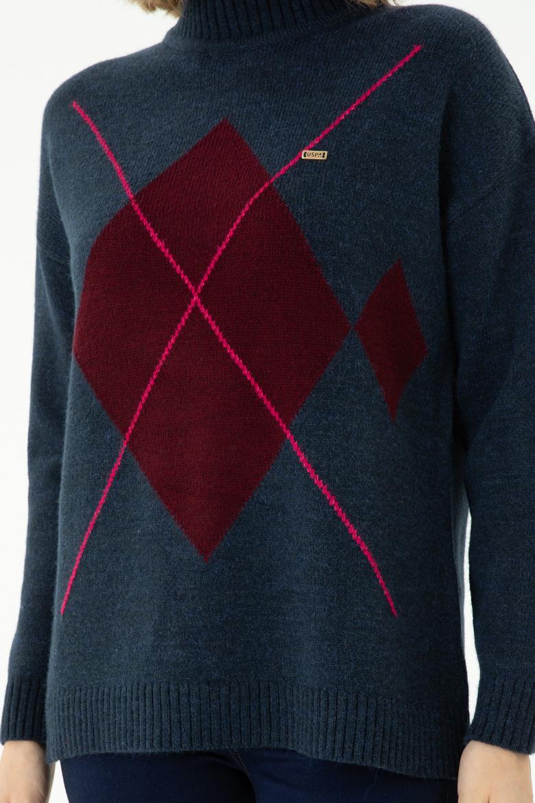 Kadın Lacivert Balıkçı Yaka Kazak - 50272038012