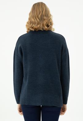 Kadın Lacivert Balıkçı Yaka Kazak - 50272038012