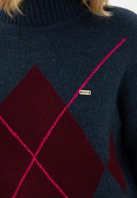 Kadın Lacivert Balıkçı Yaka Kazak - 50272038012