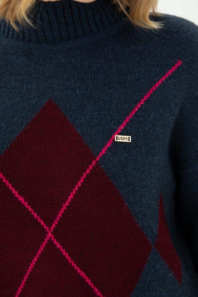 Kadın Lacivert Balıkçı Yaka Kazak - 50272038012