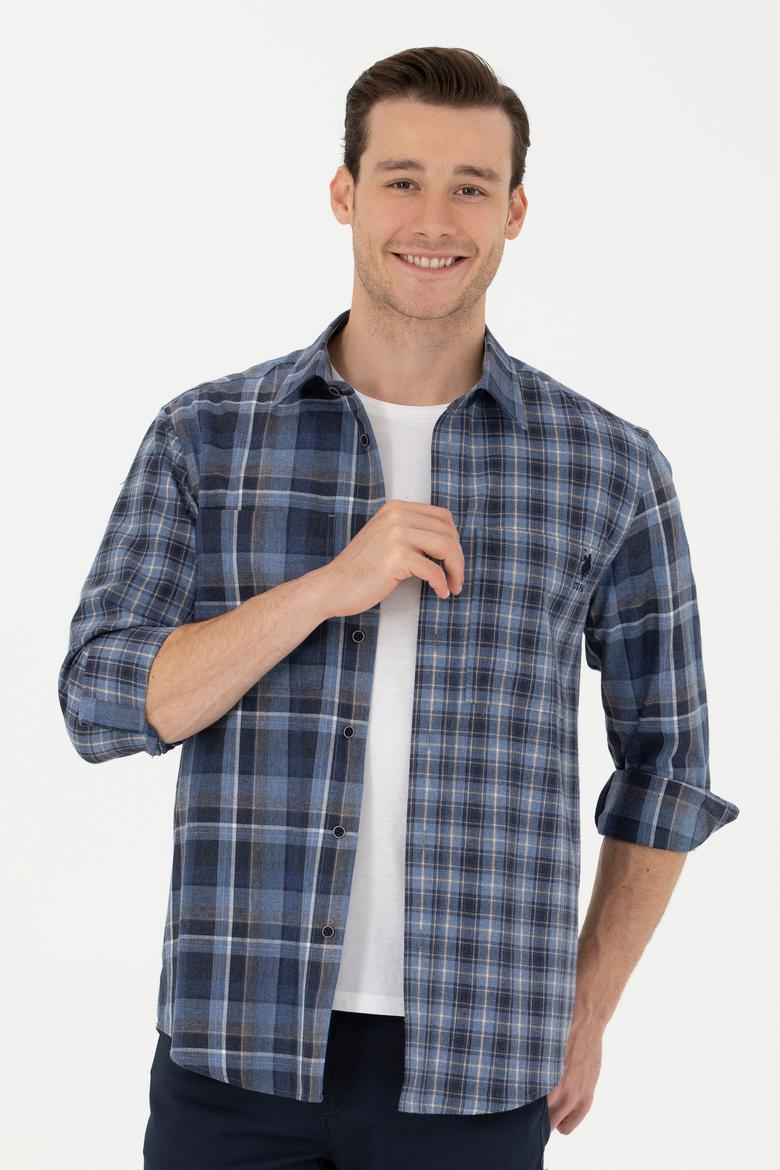 Erkek Mavi Uzun Kollu Gömlek