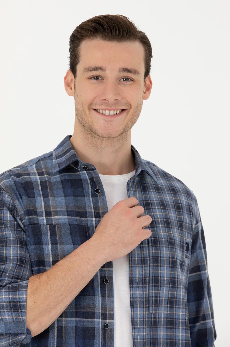 Erkek Mavi Uzun Kollu Gömlek