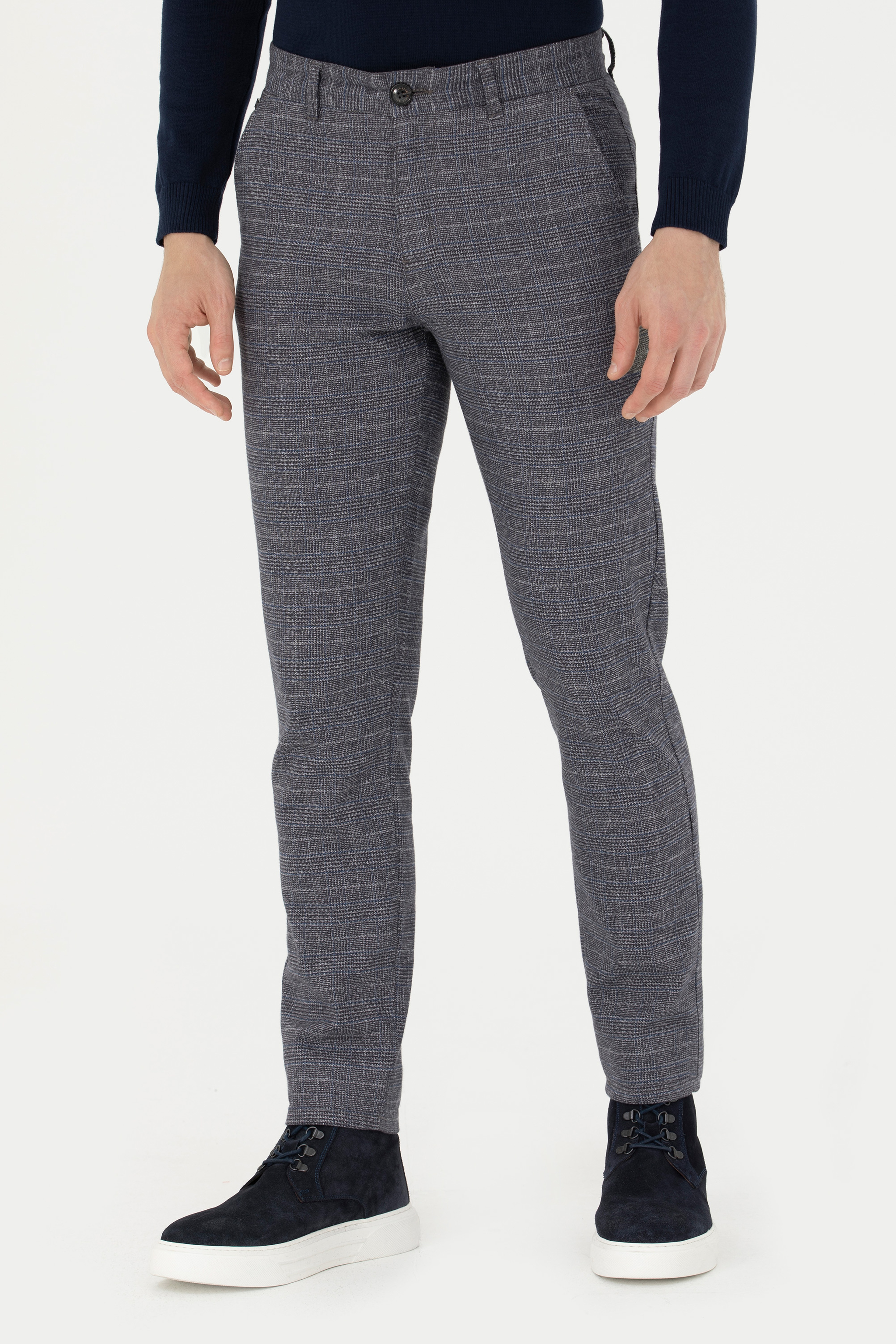 Erkek Slim Fit Lacivert Kanvas Pantolon - Image 2