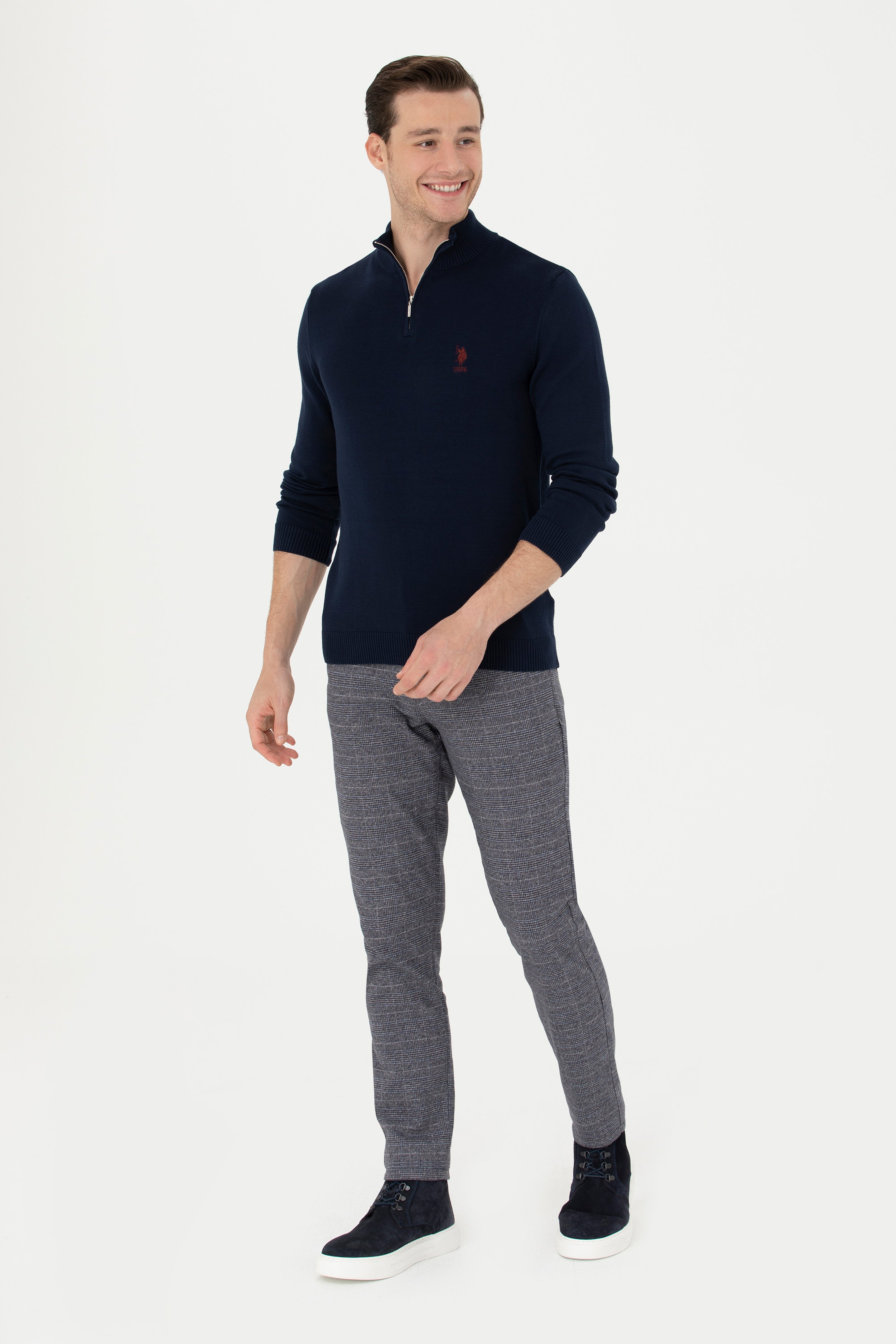 Erkek Slim Fit Lacivert Kanvas Pantolon