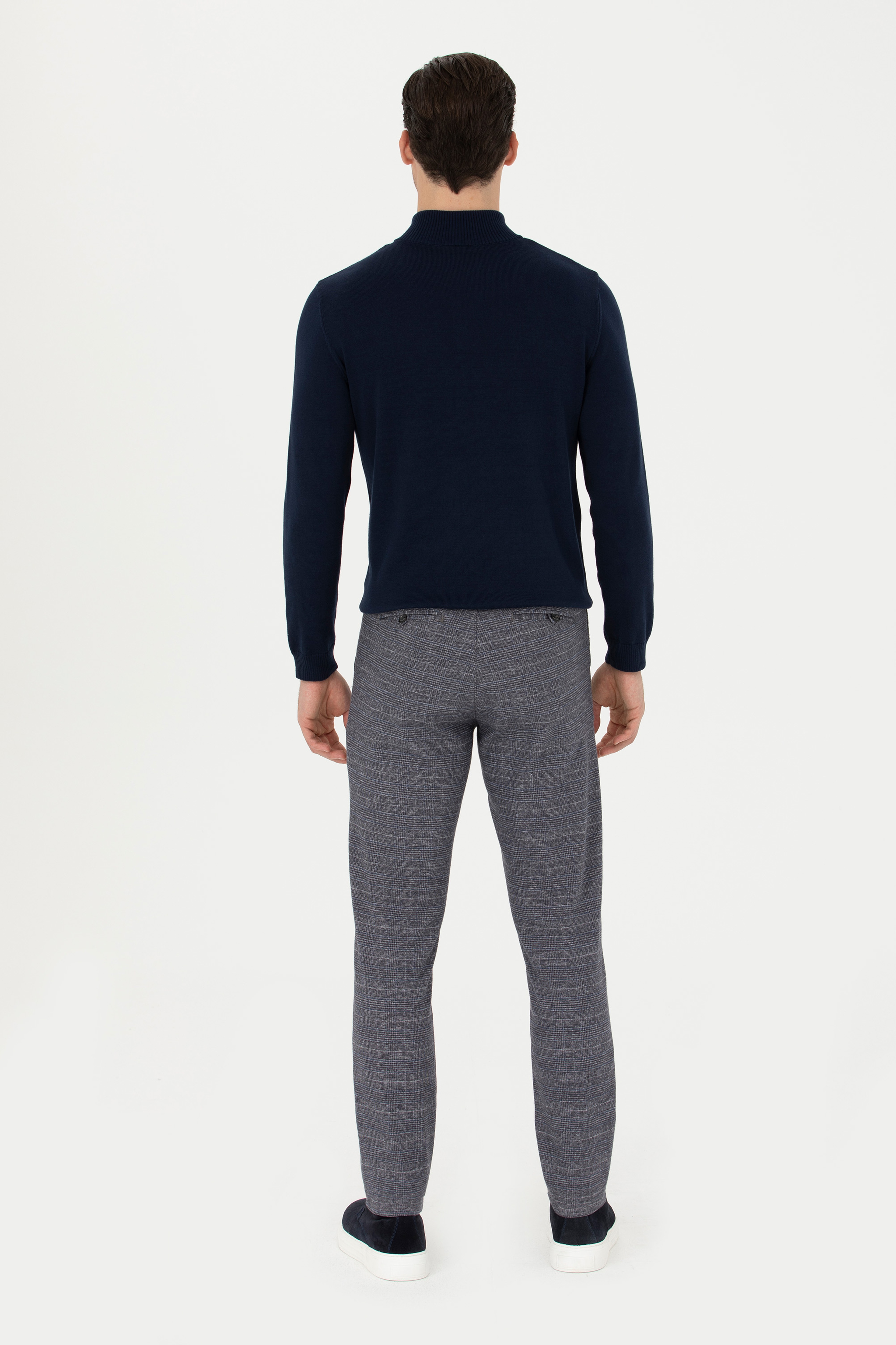 Erkek Slim Fit Lacivert Kanvas Pantolon