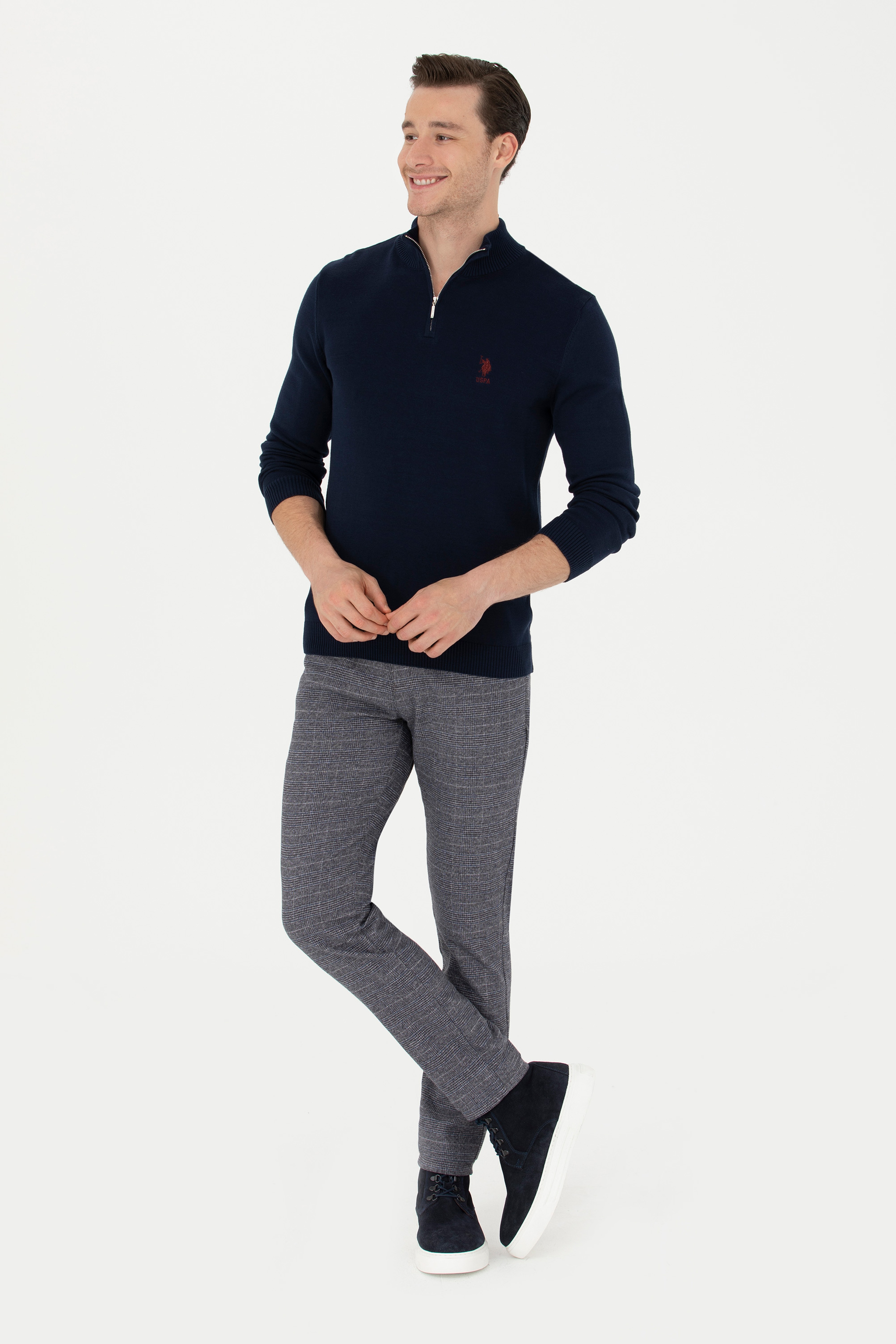 Erkek Slim Fit Lacivert Kanvas Pantolon