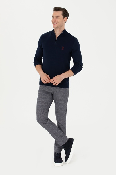 Erkek Slim Fit Lacivert Kanvas Pantolon