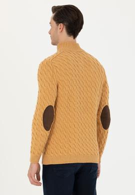 Erkek Kum Melanj Yarım Fermuarlı Kazak - 50270989034