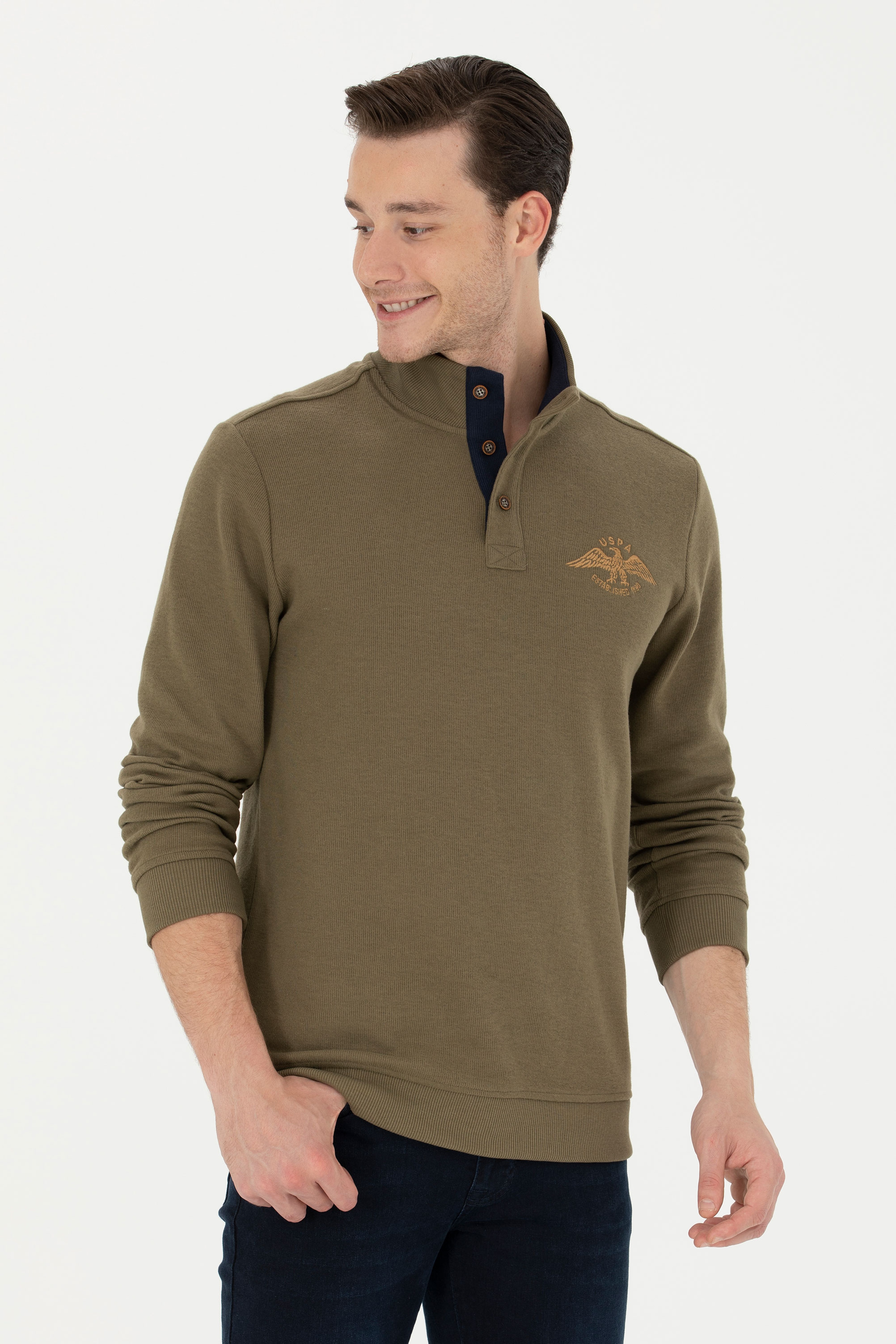 Erkek Haki Sweatshirt - Image 1