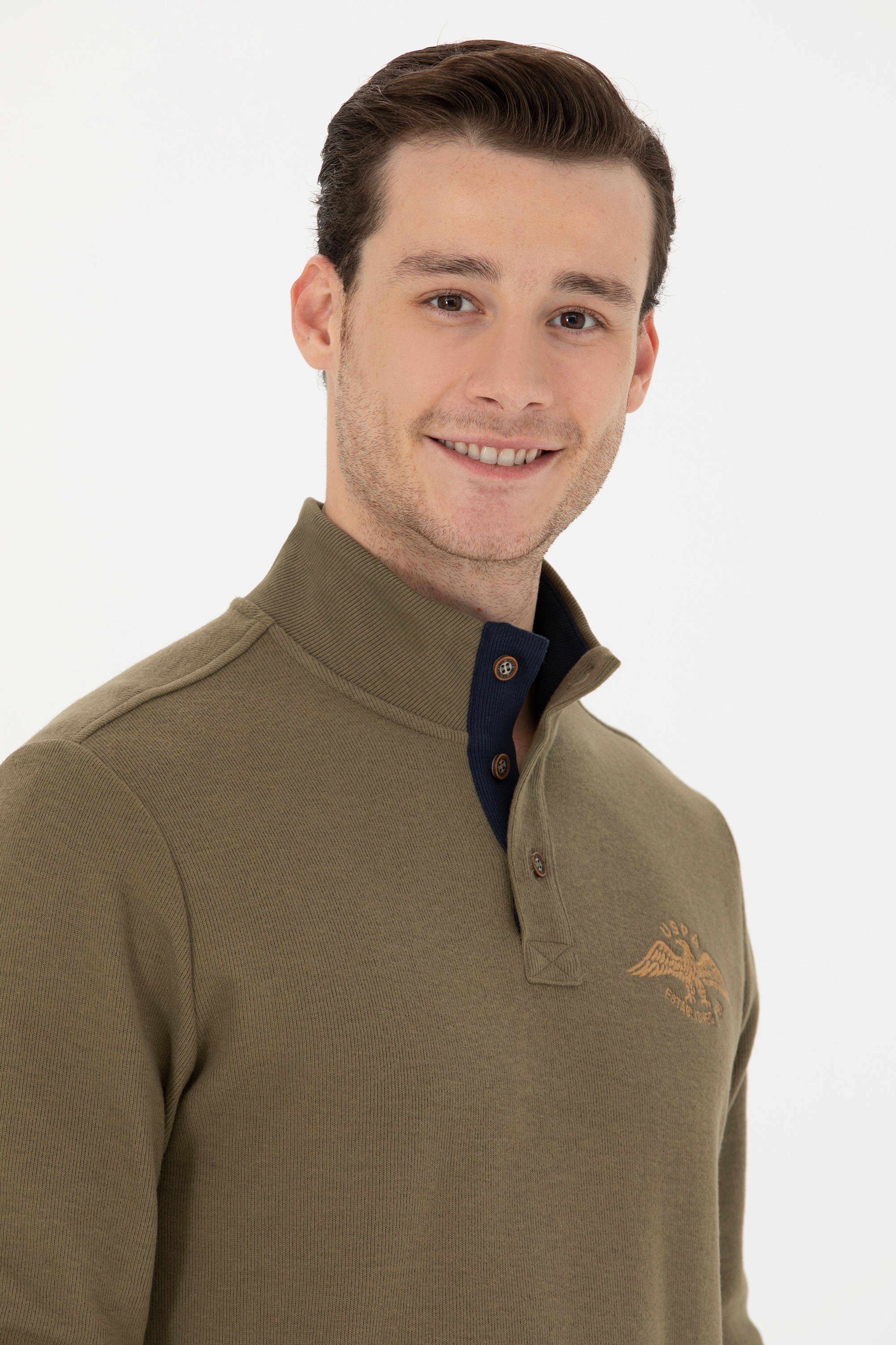 Erkek Haki Sweatshirt - Image 2