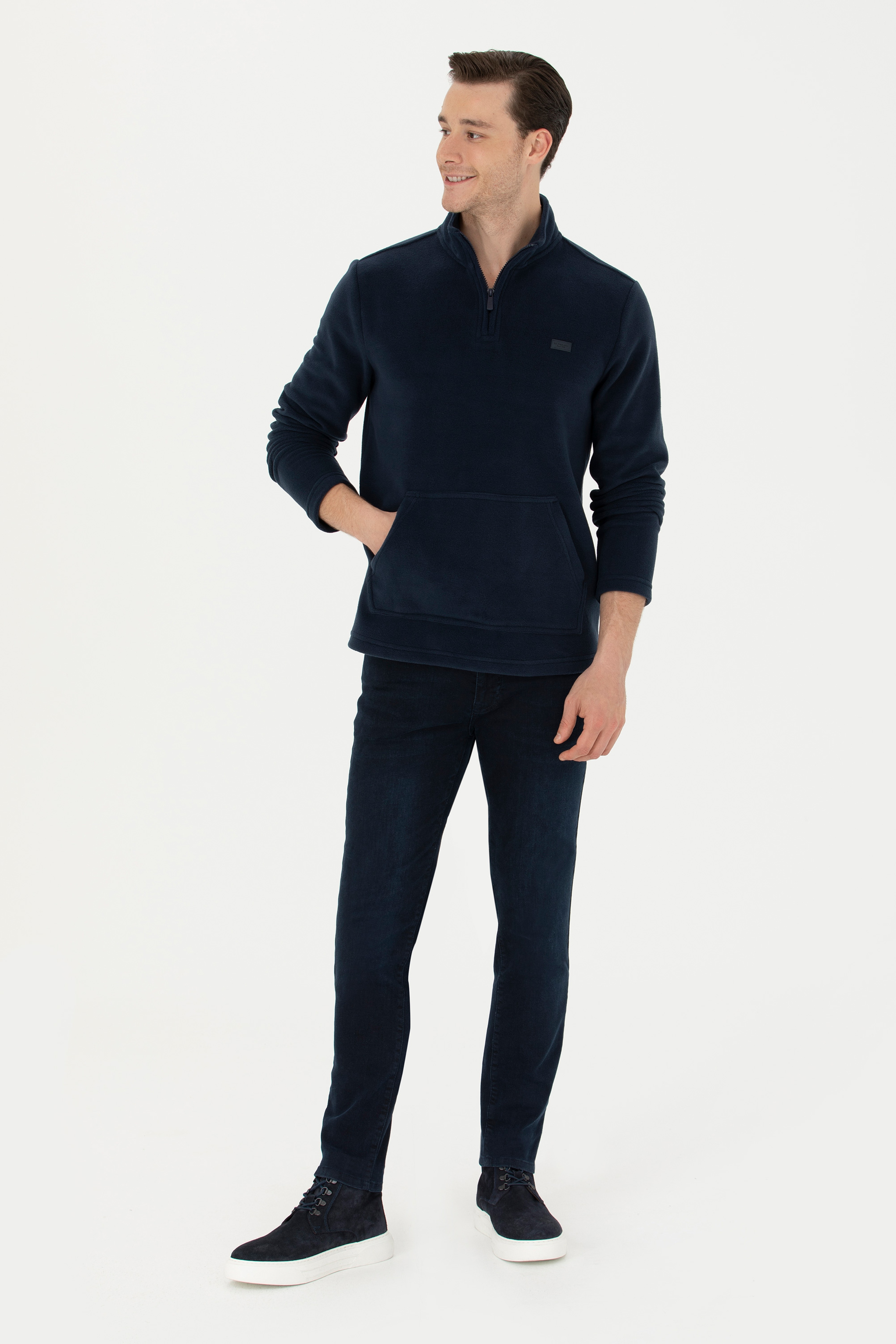Erkek Lacivert Sweatshirt - Image 4