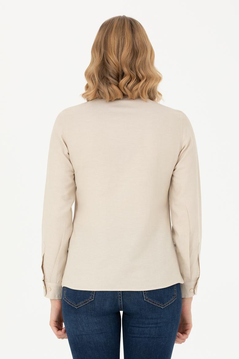 Kadın Camel Uzun Kollu Basic Gömlek - 50277630066