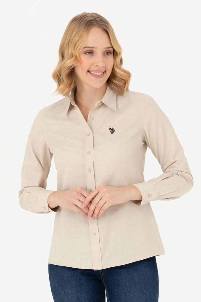 Kadın Camel Uzun Kollu Basic Gömlek