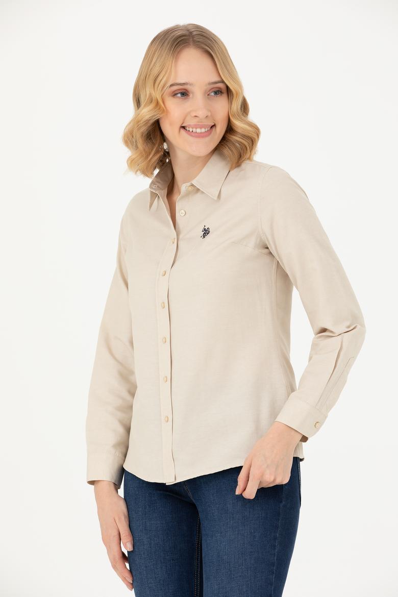 Kadın Camel Uzun Kollu Basic Gömlek - 50277630066