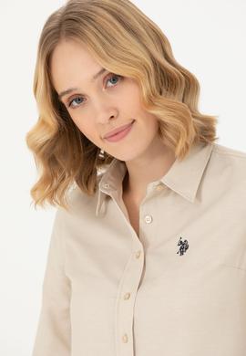 Kadın Camel Uzun Kollu Basic Gömlek - 50277630066