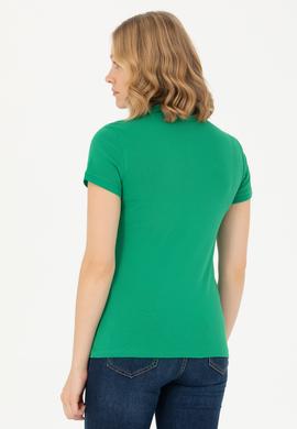 Kadın Yeşil Basic Polo Yaka Tişört - 50262675154