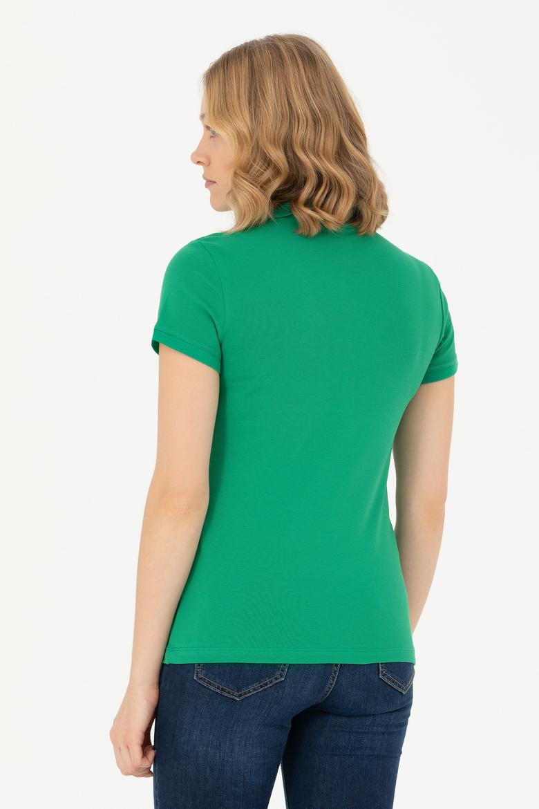 Kadın Yeşil Basic Polo Yaka Tişört - 50262675154