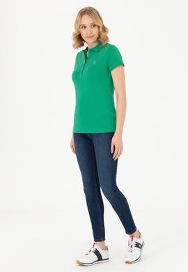 Kadın Yeşil Basic Polo Yaka Tişört - 50262675154