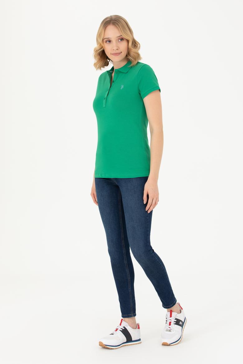 Kadın Yeşil Basic Polo Yaka Tişört - 50262675154