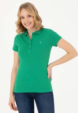 Kadın Yeşil Basic Polo Yaka Tişört - 50262675154