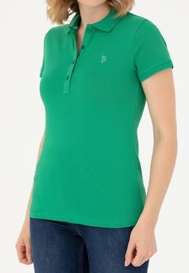 Kadın Yeşil Basic Polo Yaka Tişört - 50262675154