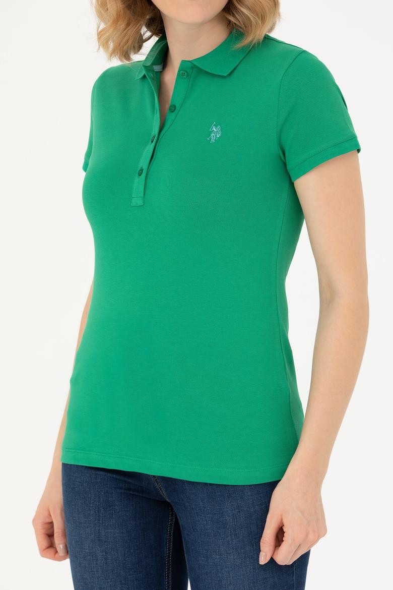 Kadın Yeşil Basic Polo Yaka Tişört - 50262675154
