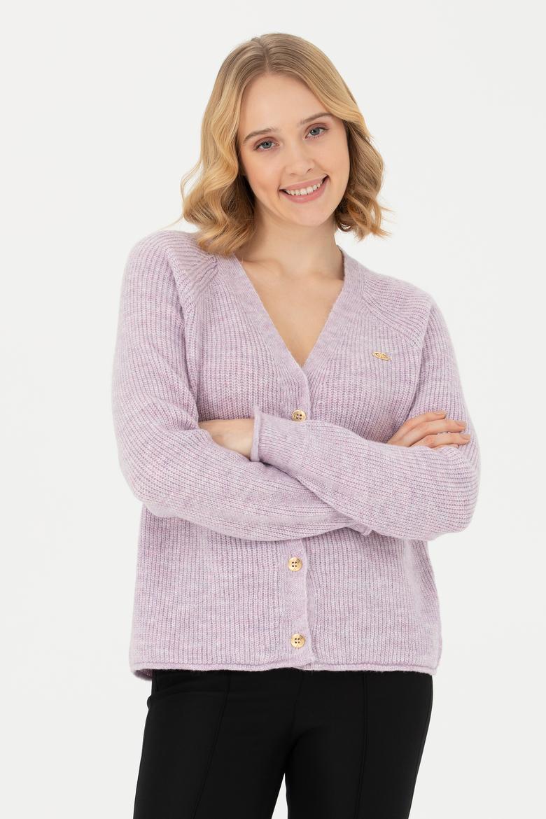 Kadın Lila Triko Hırka