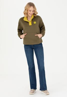 Kadın Haki Dik Yaka Sweatshirt - 50271617004