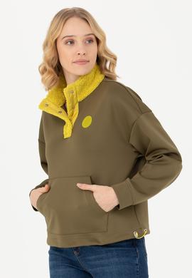 Kadın Haki Dik Yaka Sweatshirt - 50271617004