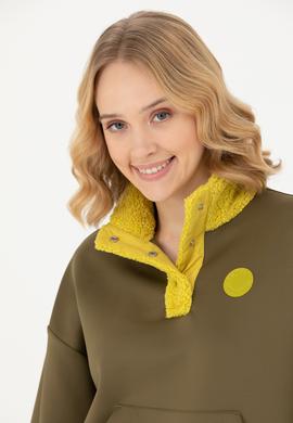 Kadın Haki Dik Yaka Sweatshirt - 50271617004