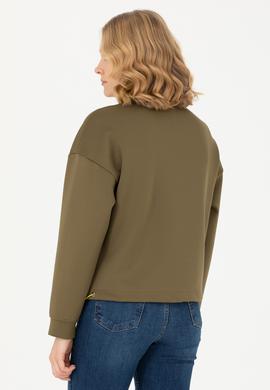 Kadın Haki Dik Yaka Sweatshirt - 50271617004