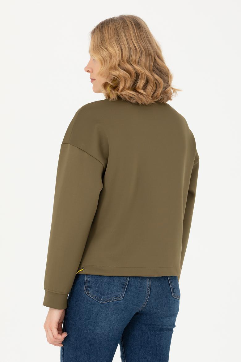 Kadın Haki Dik Yaka Sweatshirt - 50271617004