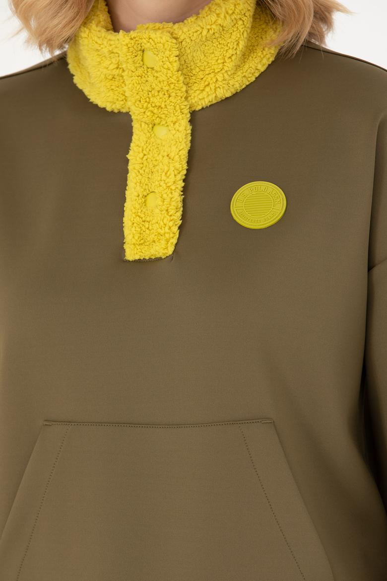 Kadın Haki Dik Yaka Sweatshirt - 50271617004