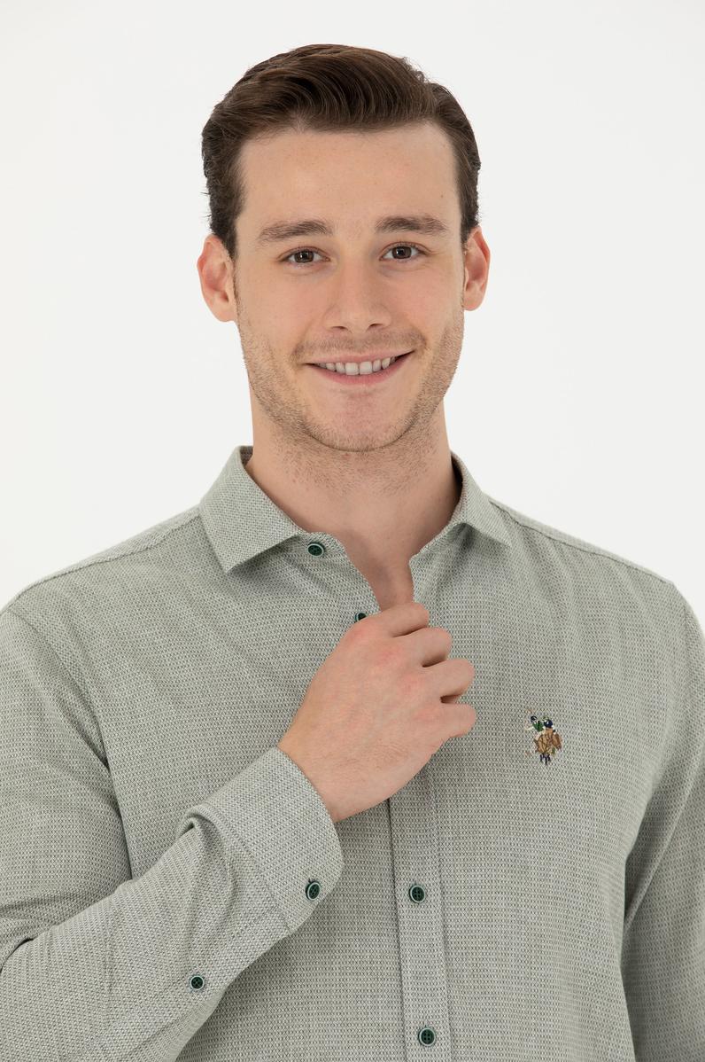 Erkek Yeşil Uzun Kollu Gömlek