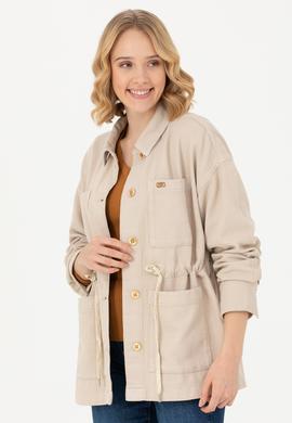 Kadın Bej Jean Gömlek - 50277889005