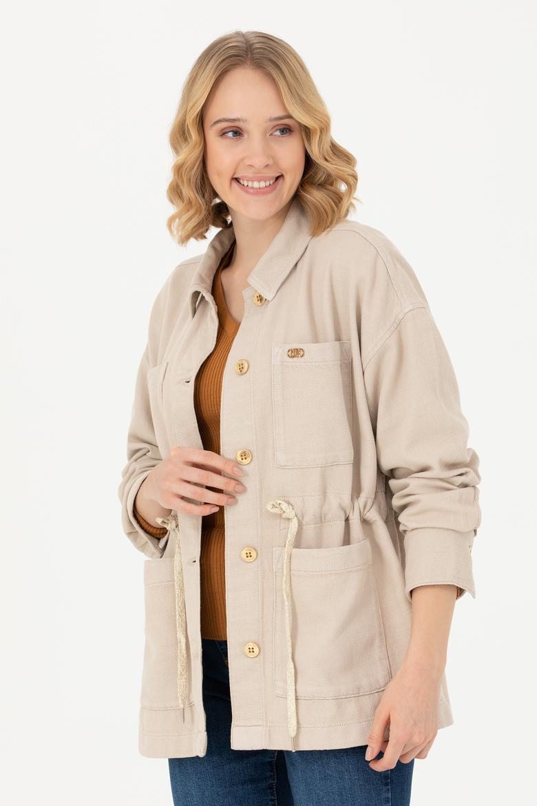 Kadın Bej Jean Gömlek