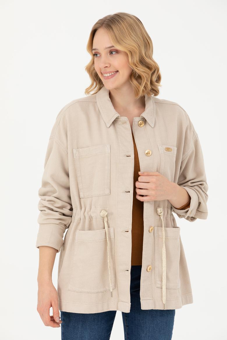 Kadın Bej Jean Gömlek - 50277889005