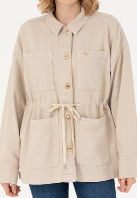 Kadın Bej Jean Gömlek - 50277889005