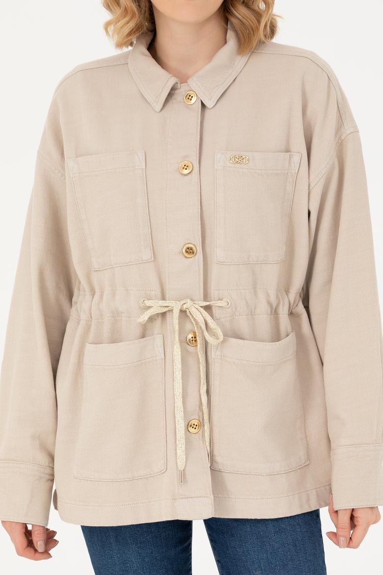 Kadın Bej Jean Gömlek - 50277889005