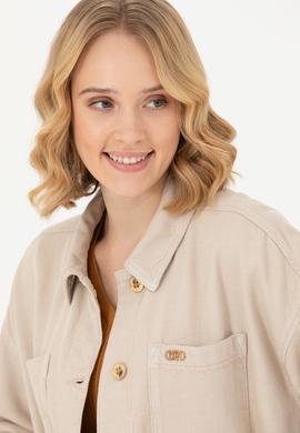 Kadın Bej Jean Gömlek - 50277889005