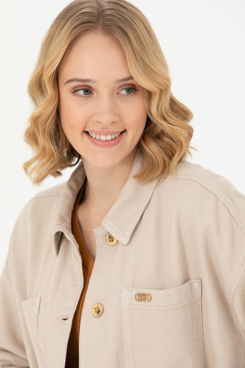Kadın Bej Jean Gömlek - 50277889005