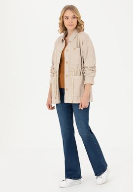 Kadın Bej Jean Gömlek - 50277889005