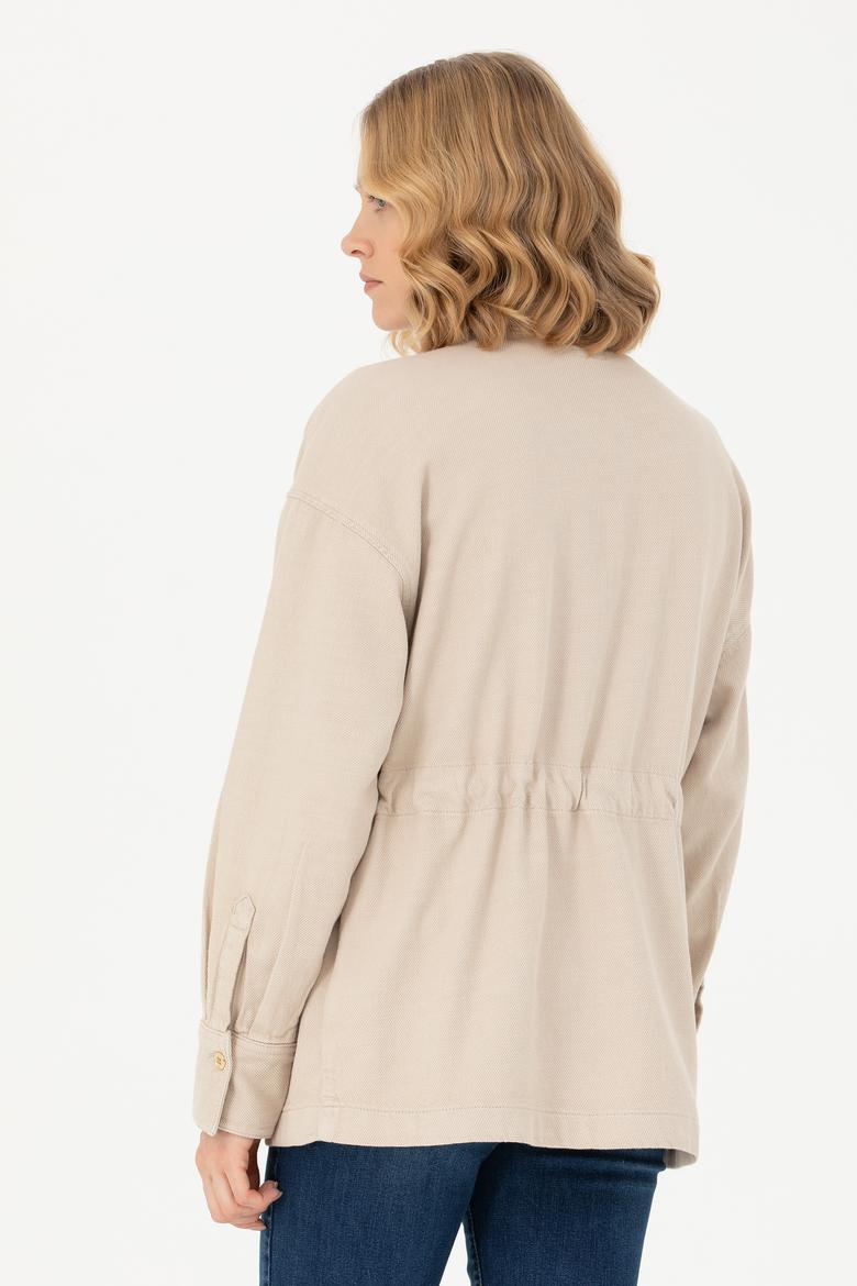 Kadın Bej Jean Gömlek - 50277889005