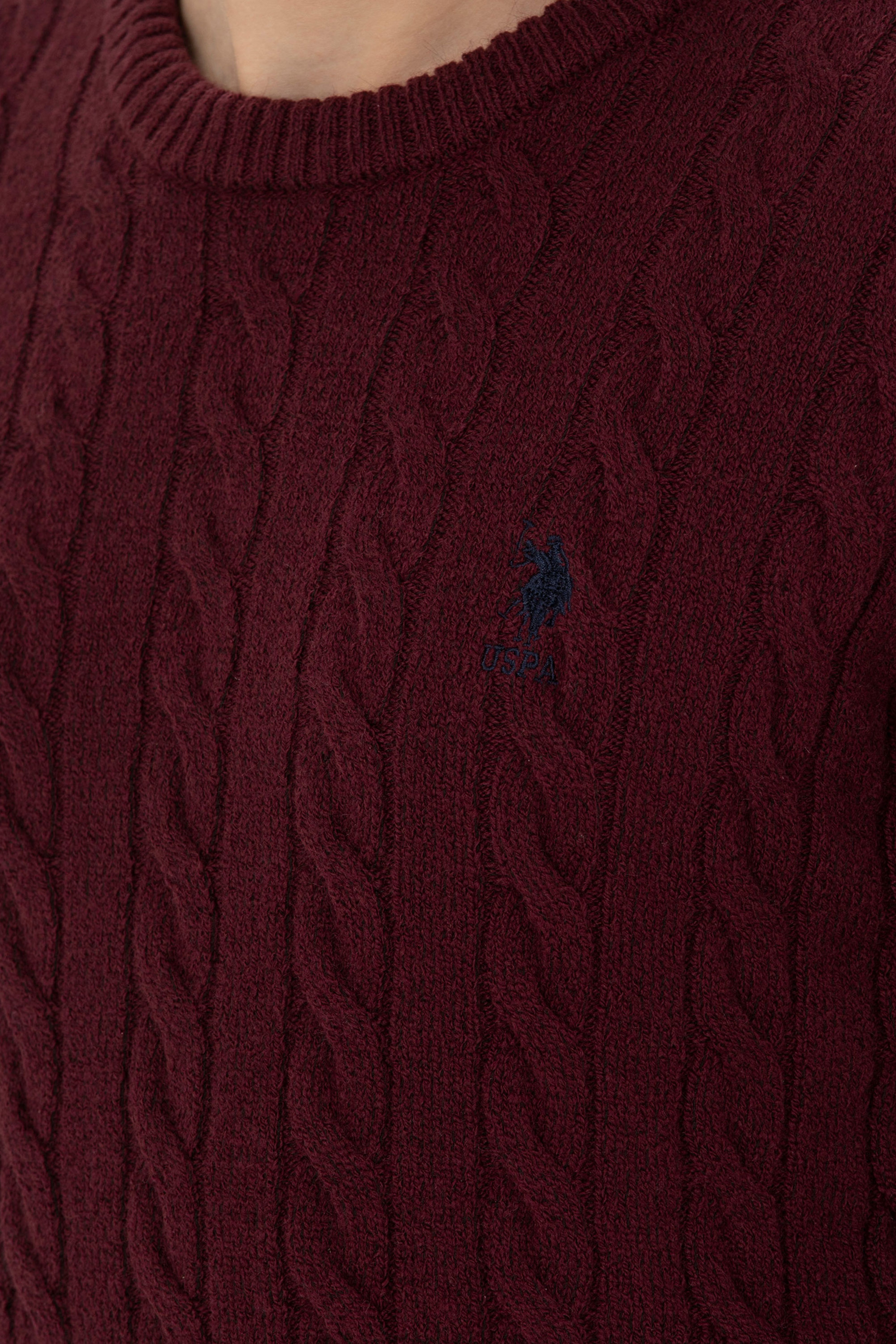 Erkek Bordo Bisiklet Yaka Kazak - Image 7