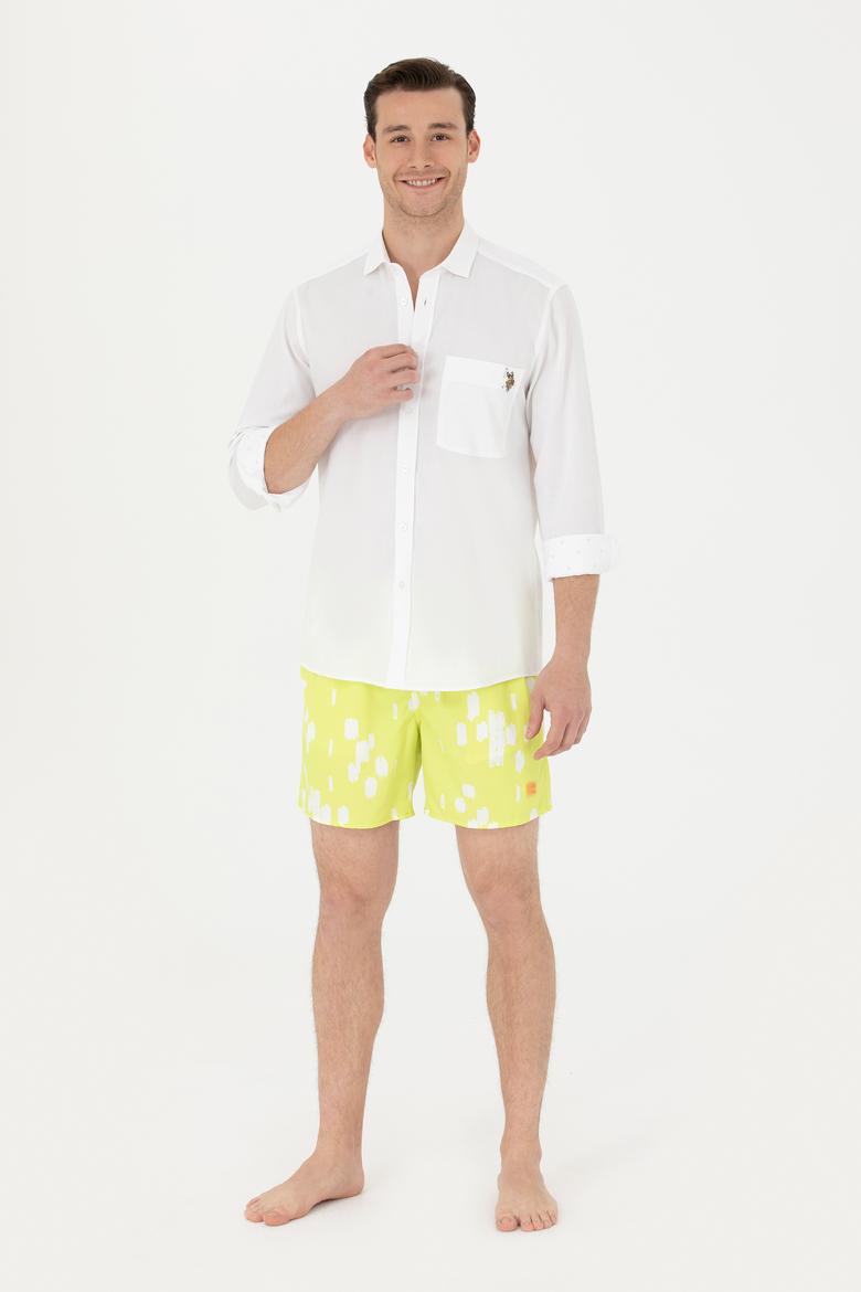 Erkek Neon Sarı Deniz Şortu