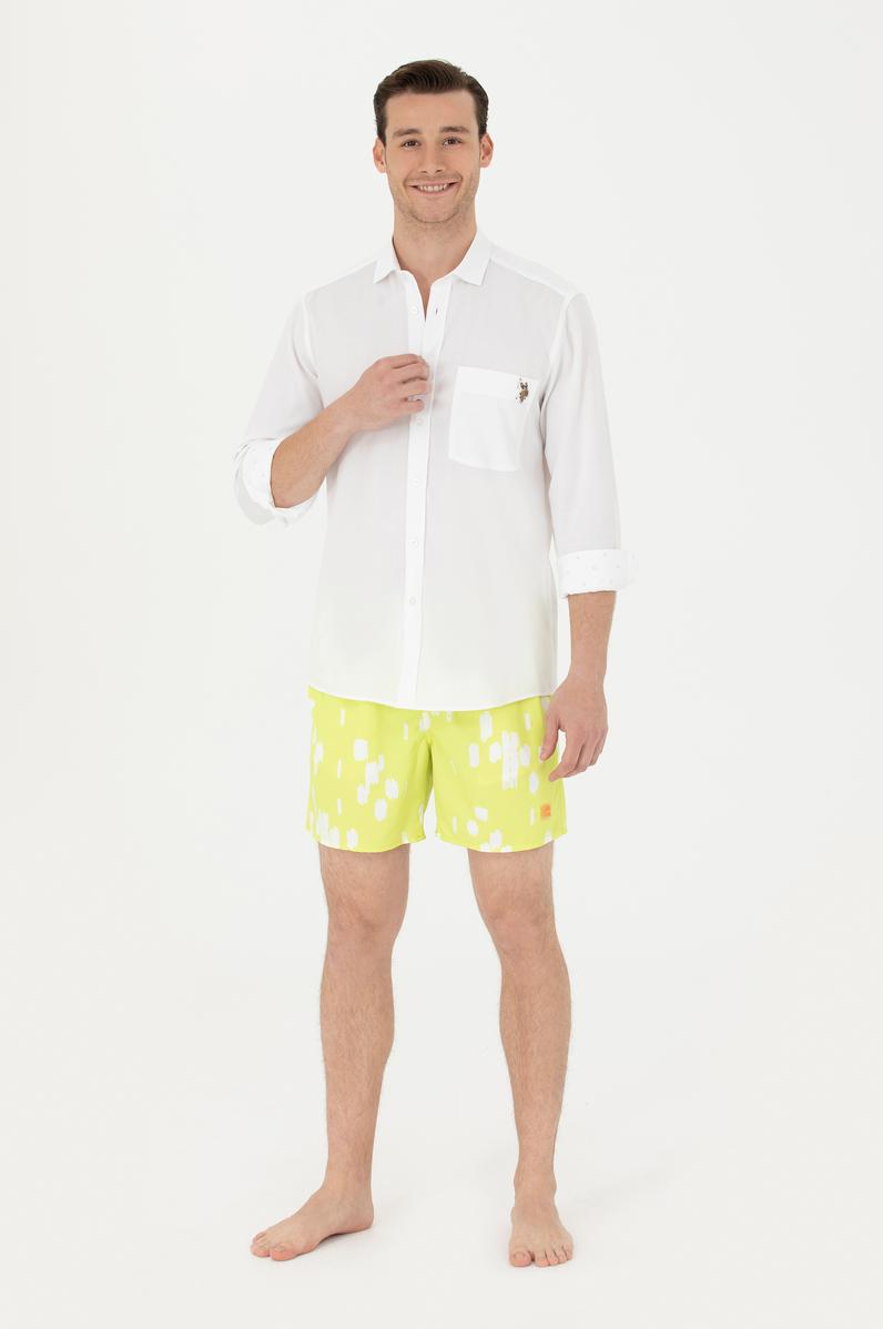 Erkek Neon Sarı Deniz Şortu