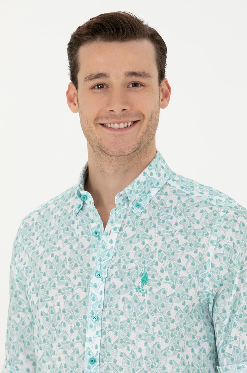 Erkek Mint Uzun Kollu Gömlek