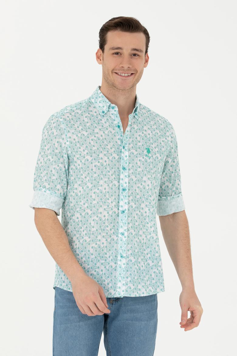 Erkek Mint Uzun Kollu Gömlek