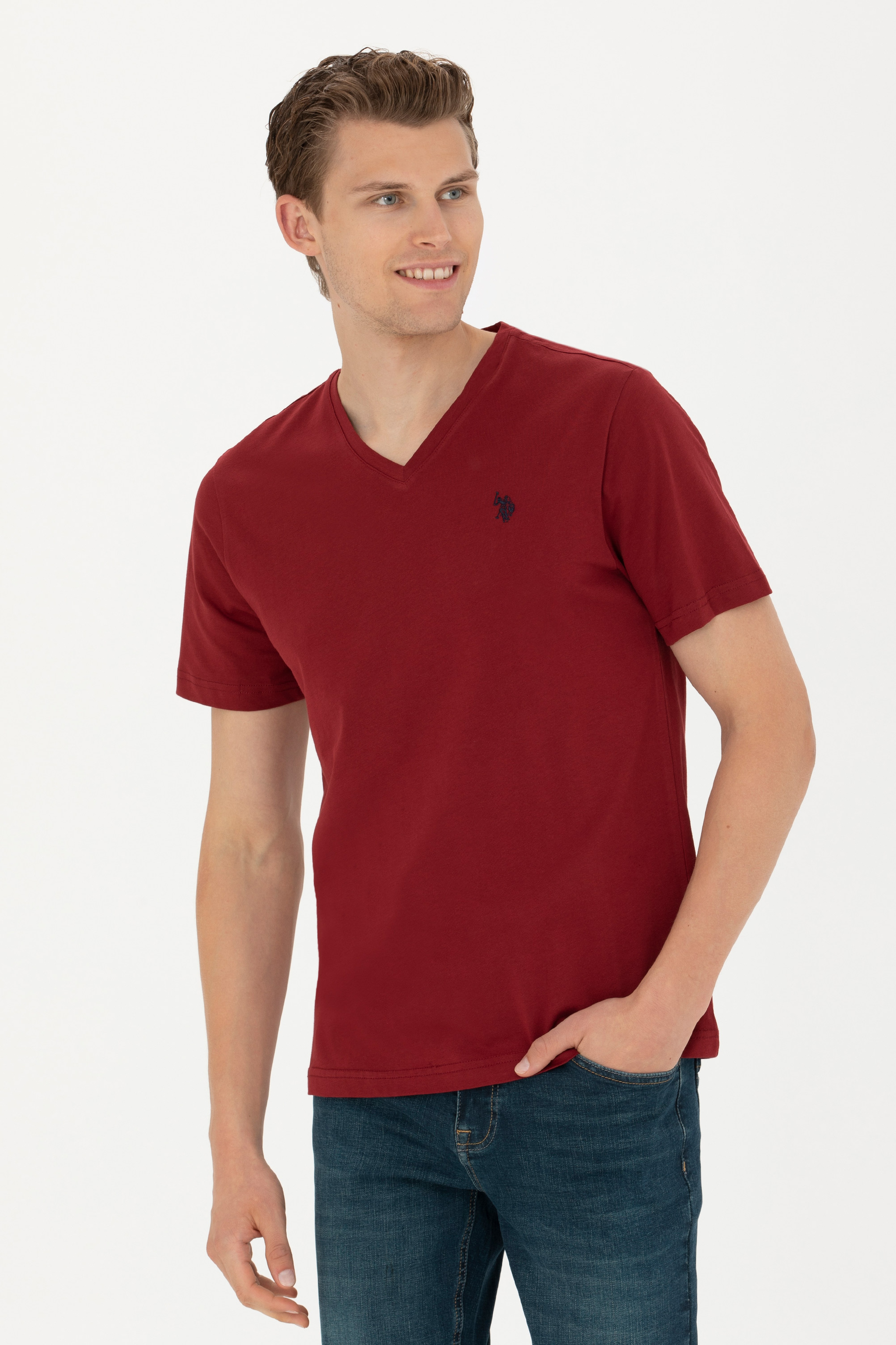 Erkek Bordo Basic Tişört